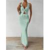 imageSOLY HUX Womens Two Piece Outfits Twist Front Halter Cami Tops and Skirt Summer SetSolid Mint Green