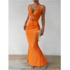 imageSOLY HUX Womens Two Piece Outfits Twist Front Halter Cami Tops and Skirt Summer SetSolid Orange