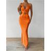 imageSOLY HUX Womens Two Piece Outfits Twist Front Halter Cami Tops and Skirt Summer SetSolid Orange