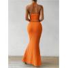 imageSOLY HUX Womens Two Piece Outfits Twist Front Halter Cami Tops and Skirt Summer SetSolid Orange
