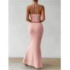 imageSOLY HUX Womens Two Piece Outfits Twist Front Halter Cami Tops and Skirt Summer SetSolid Pink