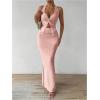 imageSOLY HUX Womens Two Piece Outfits Twist Front Halter Cami Tops and Skirt Summer SetSolid Pink