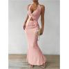 imageSOLY HUX Womens Two Piece Outfits Twist Front Halter Cami Tops and Skirt Summer SetSolid Pink