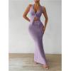 imageSOLY HUX Womens Two Piece Outfits Twist Front Halter Cami Tops and Skirt Summer SetSolid Purple