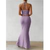imageSOLY HUX Womens Two Piece Outfits Twist Front Halter Cami Tops and Skirt Summer SetSolid Purple