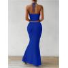 imageSOLY HUX Womens Two Piece Outfits Twist Front Halter Cami Tops and Skirt Summer SetSolid Royal Blue