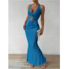 imageSOLY HUX Womens Two Piece Outfits Twist Front Halter Cami Tops and Skirt Summer SetSolid Teal Blue