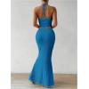 imageSOLY HUX Womens Two Piece Outfits Twist Front Halter Cami Tops and Skirt Summer SetSolid Teal Blue