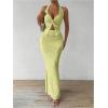 imageSOLY HUX Womens Two Piece Outfits Twist Front Halter Cami Tops and Skirt Summer SetSolid Yellow