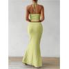 imageSOLY HUX Womens Two Piece Outfits Twist Front Halter Cami Tops and Skirt Summer SetSolid Yellow