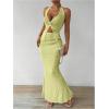 imageSOLY HUX Womens Two Piece Outfits Twist Front Halter Cami Tops and Skirt Summer SetSolid Yellow