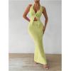 imageSOLY HUX Womens Two Piece Outfits Twist Front Halter Cami Tops and Skirt Summer SetSolid Yellow