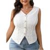 imageSOLY HUX Womens Plus Size Floral Lace Vest Shirts Button Down Elegant Work Office Tank TopsSolid Apricot