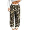 imageSOLY HUX Womens Striped Pants Color Block High Waisted Wide Leg Casual Work Office Long TrousersArmy Green Camo