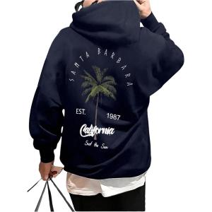 imageSOLY HUX Hoodies for Men Graphic Letter Print Oversized Sweatshirt Drop Shoulder Long Sleeve Pullover TopsDark Blue Graphic
