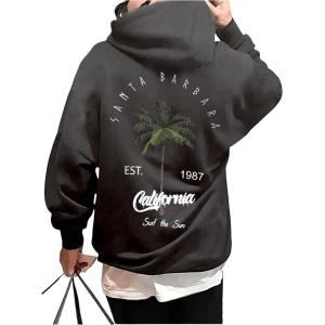 imageSOLY HUX Hoodies for Men Graphic Letter Print Oversized Sweatshirt Drop Shoulder Long Sleeve Pullover TopsDark Grey Graphic
