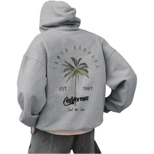imageSOLY HUX Hoodies for Men Graphic Letter Print Oversized Sweatshirt Drop Shoulder Long Sleeve Pullover TopsGrey Graphic