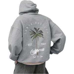 imageSOLY HUX Hoodies for Men Graphic Letter Print Oversized Sweatshirt Drop Shoulder Long Sleeve Pullover TopsLight Grey Graphic