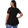 imageSOLY HUX Women Plus Size Sexy Criss Cross V Neck Short Sleeve Babydoll Peplum Top Blouses ShirtsPure Black