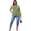 imageSOLY HUX Women Plus Size Sexy Criss Cross V Neck Short Sleeve Babydoll Peplum Top Blouses ShirtsSolid Mint Green