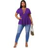 imageSOLY HUX Women Plus Size Sexy Criss Cross V Neck Short Sleeve Babydoll Peplum Top Blouses ShirtsSolid Purple