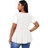 imageSOLY HUX Women Plus Size Sexy Criss Cross V Neck Short Sleeve Babydoll Peplum Top Blouses ShirtsSolid White