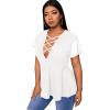 imageSOLY HUX Women Plus Size Sexy Criss Cross V Neck Short Sleeve Babydoll Peplum Top Blouses ShirtsSolid White