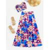 imageSOLY HUX Womens Boho 2 Piece Outfits Floral Print Colorful Tube Top and Ruffle Hem Maxi Skirt SetBlue Floral