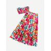 imageSOLY HUX Womens Boho 2 Piece Outfits Floral Print Colorful Tube Top and Ruffle Hem Maxi Skirt SetMulticoloured Floral