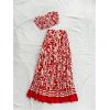 imageSOLY HUX Womens Boho 2 Piece Outfits Floral Print Colorful Tube Top and Ruffle Hem Maxi Skirt SetRed Floral