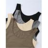 imageSOLY HUX Womens Plus Size 4 Packs Long Tank Tops Sleeveless Undershirts Layering Basic VestsBeige Khaki Grey Black