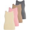 imageSOLY HUX Womens Plus Size 4 Packs Long Tank Tops Sleeveless Undershirts Layering Basic VestsBeige Khaki Pink Grey
