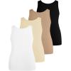 imageSOLY HUX Womens Plus Size 4 Packs Long Tank Tops Sleeveless Undershirts Layering Basic VestsWhite Beige Khaki Black