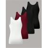 imageSOLY HUX Womens Plus Size 4 Packs Long Tank Tops Sleeveless Undershirts Layering Basic VestsWhite Burgundy Black
