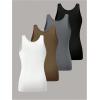 imageSOLY HUX Womens Plus Size 4 Packs Long Tank Tops Sleeveless Undershirts Layering Basic VestsWhite Khaki Grey Black