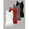 imageSOLY HUX Womens Plus Size 4 Packs Long Tank Tops Sleeveless Undershirts Layering Basic VestsWhite Red Grey Black