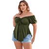 imageSOLY HUX Womens Plus Size Short Sleeve Peplum Blouse Tie Front Ruffle Hem Summer T Shirt TopsArmy Green