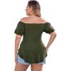 imageSOLY HUX Womens Plus Size Short Sleeve Peplum Blouse Tie Front Ruffle Hem Summer T Shirt TopsArmy Green
