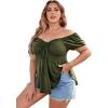 imageSOLY HUX Womens Plus Size Short Sleeve Peplum Blouse Tie Front Ruffle Hem Summer T Shirt TopsArmy Green