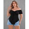 imageSOLY HUX Womens Plus Size Short Sleeve Peplum Blouse Tie Front Ruffle Hem Summer T Shirt TopsBlack