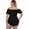 imageSOLY HUX Womens Plus Size Short Sleeve Peplum Blouse Tie Front Ruffle Hem Summer T Shirt TopsBlack
