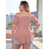 imageSOLY HUX Womens Plus Size Short Sleeve Peplum Blouse Tie Front Ruffle Hem Summer T Shirt TopsDusty Pink