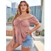 imageSOLY HUX Womens Plus Size Short Sleeve Peplum Blouse Tie Front Ruffle Hem Summer T Shirt TopsDusty Pink
