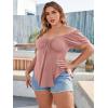 imageSOLY HUX Womens Plus Size Short Sleeve Peplum Blouse Tie Front Ruffle Hem Summer T Shirt TopsDusty Pink