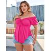 imageSOLY HUX Womens Plus Size Short Sleeve Peplum Blouse Tie Front Ruffle Hem Summer T Shirt TopsHot Pink