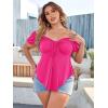 imageSOLY HUX Womens Plus Size Short Sleeve Peplum Blouse Tie Front Ruffle Hem Summer T Shirt TopsHot Pink