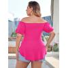imageSOLY HUX Womens Plus Size Short Sleeve Peplum Blouse Tie Front Ruffle Hem Summer T Shirt TopsHot Pink