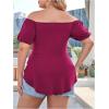 imageSOLY HUX Womens Plus Size Short Sleeve Peplum Blouse Tie Front Ruffle Hem Summer T Shirt TopsPure Red Violet