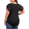 imageSOLY HUX Womens Plus Size Twist Front Deep V Neck Tee Tops Blouse Ruffle Short Sleeve Summer T ShirtPlain Black