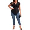 imageSOLY HUX Womens Plus Size Twist Front Deep V Neck Tee Tops Blouse Ruffle Short Sleeve Summer T ShirtPlain Black